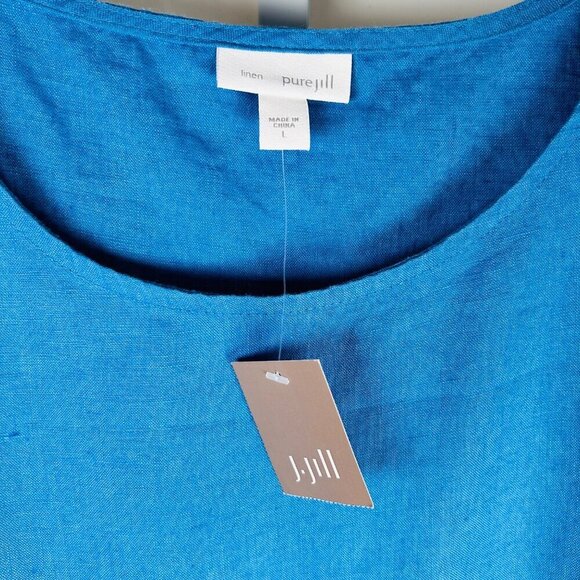 Pure Jill Size Large Linen Shift Dress Blue Travel Casual Summer - Picture 6 of 6